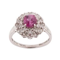 Kashmir Pink Sapphire & Diamond Platinum Ring
