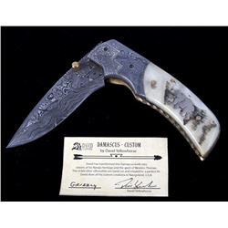 Navajo Yellowhorse Damascus Silver Grizzly Knife