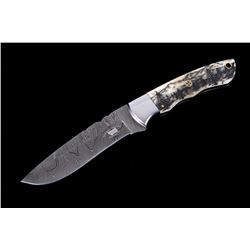 Montana Mountain Scrimshaw Damascus Knife Bozeman