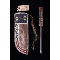 Pawnee Beaded Sheath & Stag Horn Knife c.1860-1870