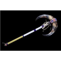 Sioux Fully Beaded Steer Horn Dance Rattle c.1900-