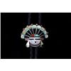 Image 2 : Zuni Multi-Stone Inlaid Sunface Bolo Tie