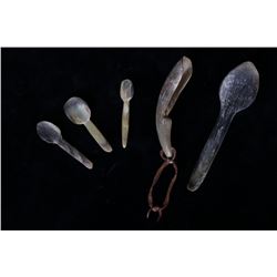 19th C Flathead American Indian Carved Horn Spoons