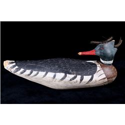 Resting Hooded Merganser Carved Decoy
