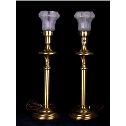 Early 1900's Set of Art Deco Brass Mantle Torches