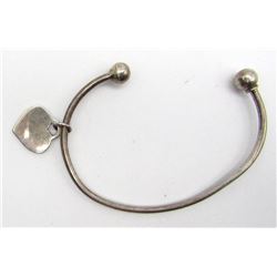 ANTIQUE STERLING CUFF WITH HEART CHARM