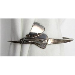ANTIQUE STERLING CUFF WITH LILLY DESIGN