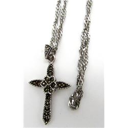 MARCASITE STELRING PENDANT WITH LONG CHAIN