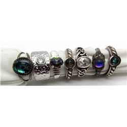 7-STERLING RINGS WITH GEMSTONE ACCENTS
