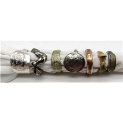 7-ANTIQUE STERLING RINGS ALL HAVE DIFF
