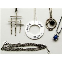 4-STERLING NECKLACES WITH PENDANTS