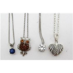 4-STERLING NECKLACES WITH PENDANTS