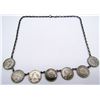 Image 1 : STERLING NECKLACE WITH (7)FOREIGN COIN CHARMS