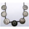 Image 2 : STERLING NECKLACE WITH (7)FOREIGN COIN CHARMS