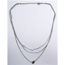 STERLING LAYERED NECKLACE WITH CIRCULAR CHARM