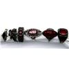 Image 2 : 6-ANTIQUE STERLING RINGS WITH DEEP RED/ORANGE