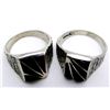 Image 2 : 2-MENS STERLING RINGS WITH LARGE BLACK