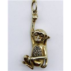 GOLD TONED STERLING NECKLACE WITH MONKEY