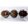 Image 1 : 3-ANTIQUE STERLING MENS RINGS WITH BROWN