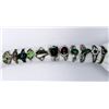Image 1 : 11-STERLING RINGS WITH GREEN CENTER STONES