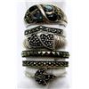 Image 1 : 6-STERLING RINGS: (1)BLACK ONYX & ABILONE