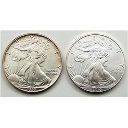 1990 & 2010 AMERICAN SILVER EAGLE