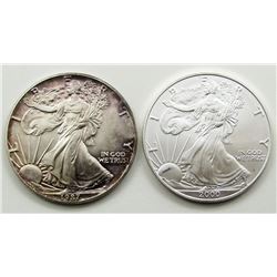 1987 & 2000 AMERICAN SILVER EAGLES