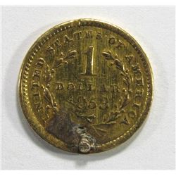 1853 $1 LIBERTY GOLD COIN X- JEWELRY REV
