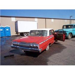 1962 CHEVROLET IMPALA 4DR SEDAN, RED, 327, 3SP/OD-COLMN