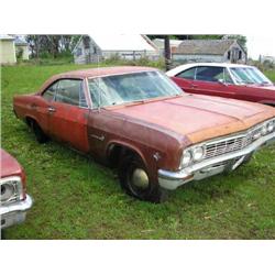 1966 CHEVROLET IMPALA, 2DR HT, RED, NO MTR OR TRANS, RU