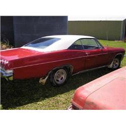 1965 CHEVROLET IMPALA 2DR HT, RED WITH WHITE HT, 327 CA