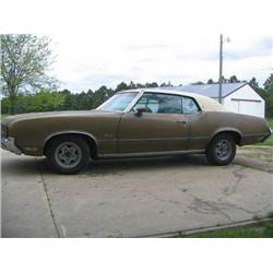 1972 OLDSMOBILE CUTLASS SUPREME, 2DR HT, GOLD-BROWN AND