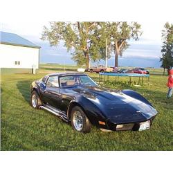 1977 CHEVROLET CORVETTE, BLACK,  1Z37L7S439689, T-TOPS,