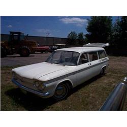 CORVAIR LAKEWOOD STATIONWAGON, WHITE, RUNS AND DRIVES