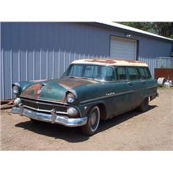 1955 FORD WAGON, V-8, AT, DRIVES-PROJECT, 4DR, GREEN, O