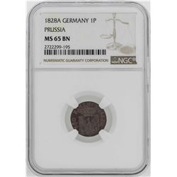 1828-A Germany-Prussia Friedrich Wilhelm II Pfenning NGC MS65BN