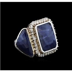 14KT White Gold 20.59 ctw Sapphire and Diamond Ring