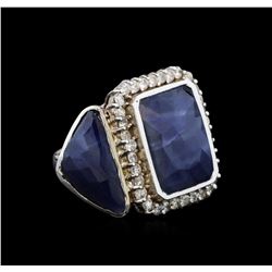 14KT White Gold 20.59 ctw Sapphire and Diamond Ring