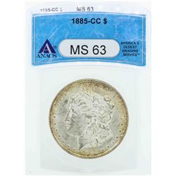 1885-CC $1 Morgan Silver Dollar Coin ANACS MS63