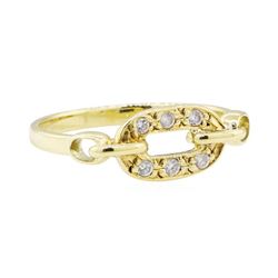 CZ Buckle Ring - 14KT Yellow Gold