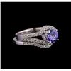 Image 1 : 1.27 ctw Tanzanite and Diamond Ring Set - 14KT White Gold