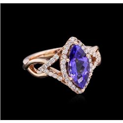 2.13 ctw Tanzanite and Diamond Ring - 14KT Rose Gold