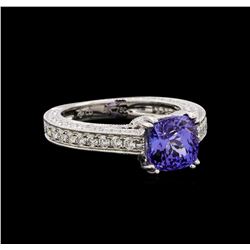 14KT White Gold 1.98 ctw Tanzanite and Diamond Ring