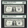 Image 1 : Lot of (2) Consecutive 1957A $1 Silver Certificate Notes PMG Superb Gem Unc 67EP