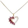 Image 1 : 0.40 ctw Ruby and Diamond Heart Shaped Pendant with Chain - 14KT Yellow Gold