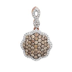 14k Rose Gold 0.83CTW Diamond and Brown Diamonds Pendant, (Gold)