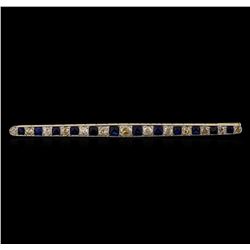 1.42 ctw Sapphire and Diamond Brooch - 18KT Yellow Gold