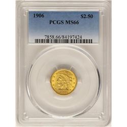 1906 $2 1/2 Liberty Head Quarter Eagle Gold Coin PCGS MS66