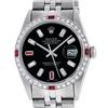 Image 1 : Rolex Mens Stainless Steel Black Baguette Diamond Ruby & 36MM Datejust Wristwatc