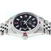 Image 5 : Rolex Mens Stainless Steel Black Baguette Diamond Ruby & 36MM Datejust Wristwatc